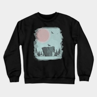 Deer on a mountain Crewneck Sweatshirt